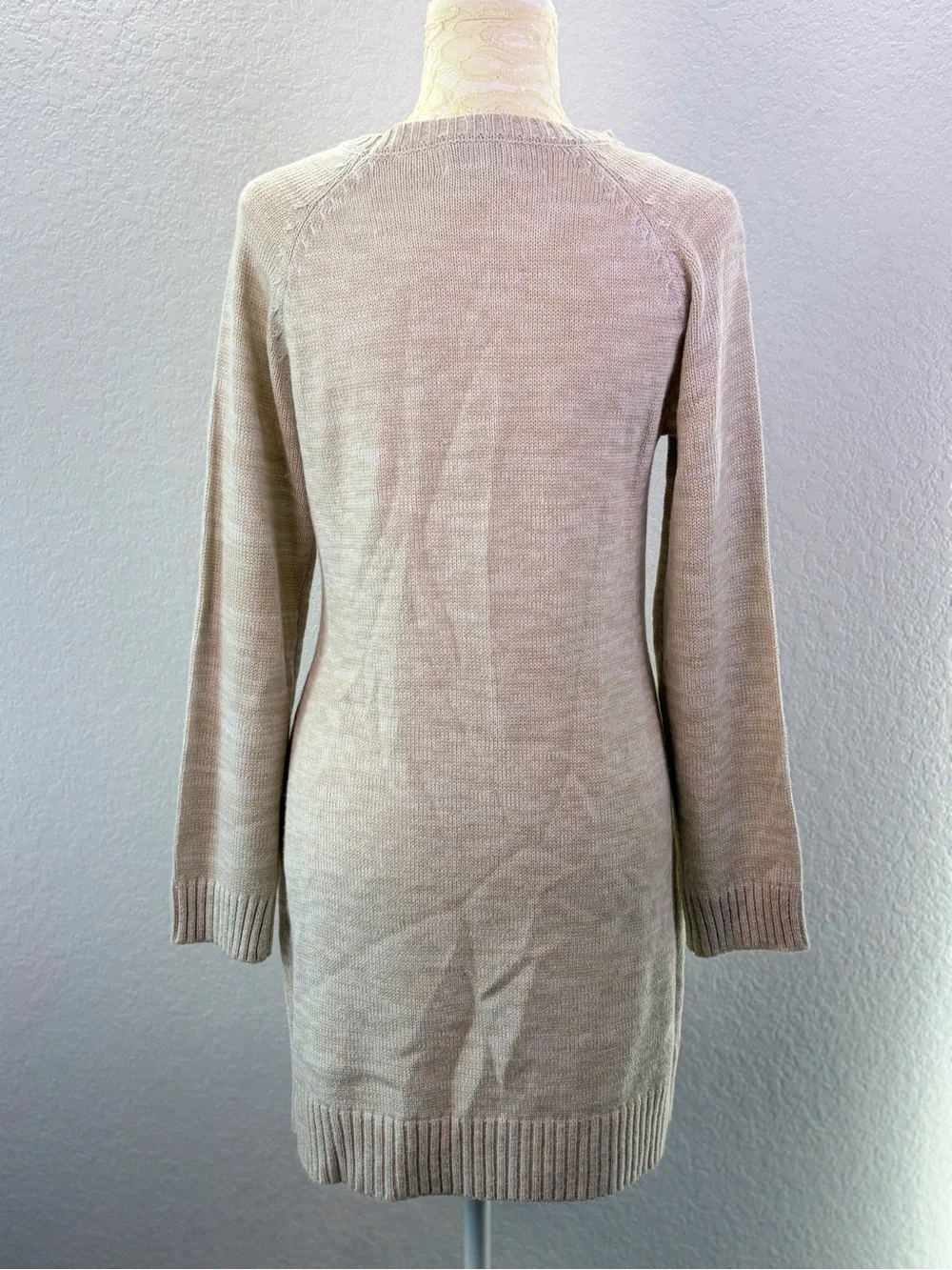 Jun & Ivy Chevron Knit Sweater Dress Oatmeal Small - Picture 4 of 8